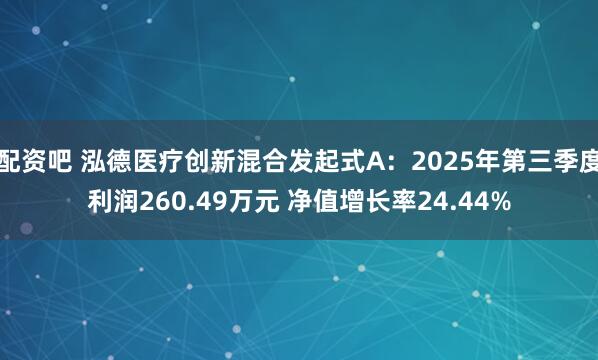 配资吧 泓德医疗创新混合发起式A:2025年第三季度利润260.49万元 净值增长率24.44%